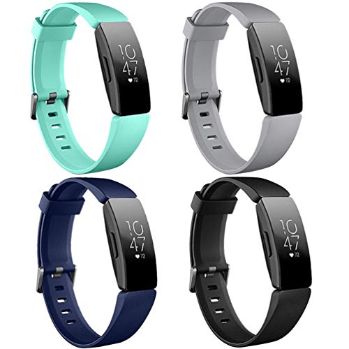 HQzon Compatible Band Replacement for Fitbit Inspire & Inspire HR Fitness Tracker, Made of Soft Comfortable Silicone?Blue Gray Black Teal-S?