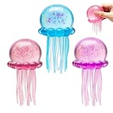 3Pcs Jellyfish Squishy,Jellyfish Design Squeeze Stress Ball,Drop Malt Sugar Balls for Anxiety Stress,Fidget Squeeze Cube for Adults,Slow Rise Soft Gel Stress Ball for Party Favors,Office & School