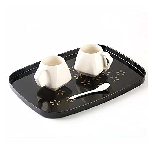 Serving Tray Butler Tray Plastic Serving Tray Coffee Table Tray Decorative Tray For Breakfast Dinner Centerpieces For Tables Farmhouse Decor Black Breakfast Tray Food Tray #TOP2