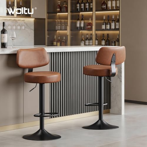 Lot 2 Tabourets de Bar Réglables Marron Vintage WOLTU