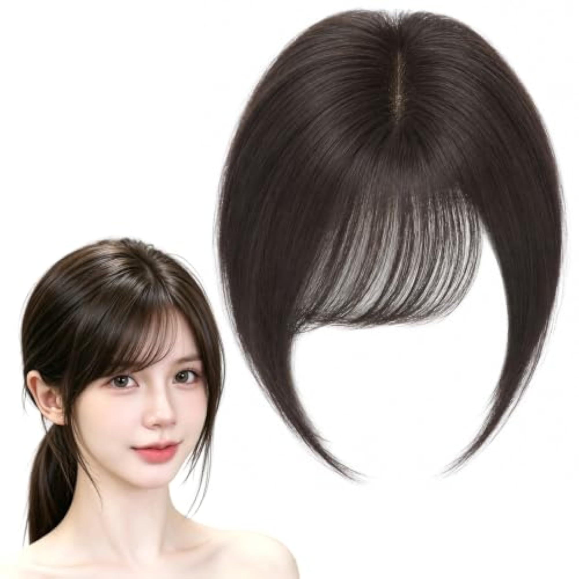 1-Piece Hair Topper for Women, Side Swept Bangs