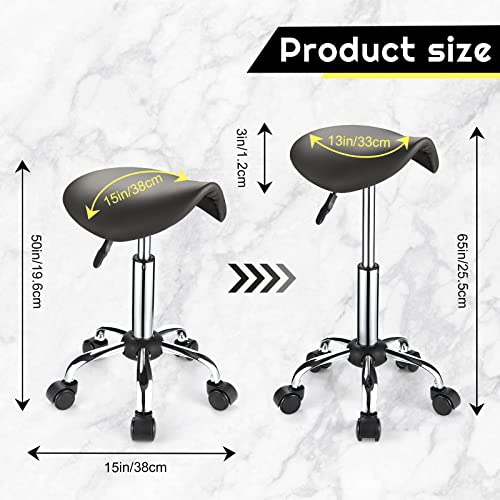 FNZIR Banqueta Giratória de Sela com Rodas Em Couro Pu com Altura Ajustável e Cadeira Giratória Cinz