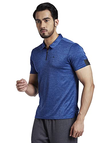 Image of Parx Men's Pure Polyester Solid Pattern Regular Fit Polo Neck Half Sleeve Casual T-Shirt
