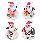 Kisangel 4Pcs Christmas Miniature Figurines Ornament Micro Landscape Resin Miniature Santa Figurine Ornament Toys