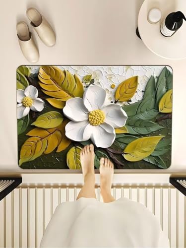 Image of Blairmore Bathroom Mat, Door mat, Rubber Non-Slip Quick Dry Rugs Fit Under Door Super Absorbent Thin Fashion Washable Oval Floor Bath Mat for Bathroom, Bathtub,Shower and Sink (CHAMPO | 3)