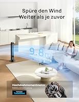 DREO Smart Turmventilator fürs Schlafzimmer, leiser Standventilator mit 28 dB, Luftreichweite bis 8,8 m, 4 Stufen & 3 Modi, 8 Std.-Timer, App, Alexa & Google, 90° Oszillation, für Zuhause/Büro – Ansicht 4