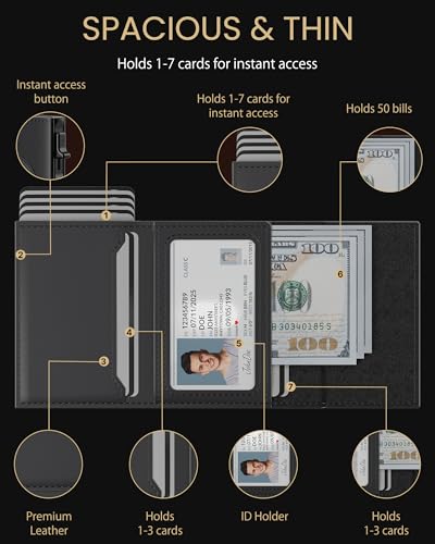 Image of typecase AirTag Wallet for Men: Compatible with Apple AirTag (1st & 2nd Generation), RFID Blocking, Genuine Leather, Slim & Minimalist Design - 14 Card Capacity | ID Window | Cash Slot (Deep Black)
