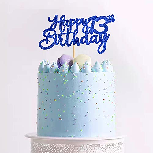 Image of FestikoBlue Glitter 13th Happy Birthday Cake Topper Boys Girls Food Picks for Celebrating Thirteen Years Old Birthday Anniversary Party Decorations Supply