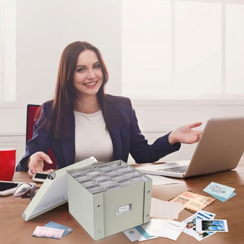 Lukeline Greeting Card Storage Box, Greeting Card Organizer Box With Dividers Holds 150+ Cards, Collapsible Assortment Box for Recipe, Envelopes, Stickers, Photos, Notecards - Thumbnail 2