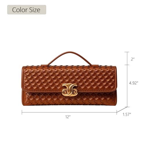 Image of JYG Woven Handbag for Women Fashion Evening Shoulder Bag PU Leather Handmade Clutch Purse Casual Crossbody Bags 2024