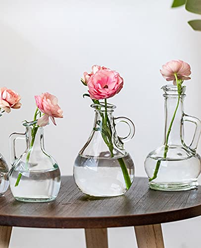 Knospe Vasen in loser Schüttung mit Griff, Mini Vasen Griff Weinflaschenform, Kleine Vasen für Blumen Kleine Vase Kleine Mundvasen für Mittelstücke Nordeuropa für Dekoration, Heimtisch, Esszimmer Cover