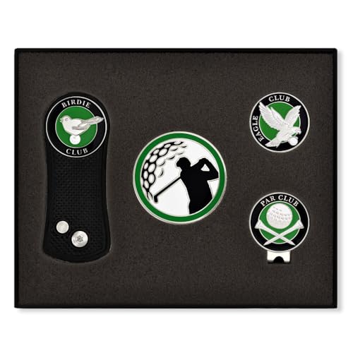 Image of PinMart's Golf Essentials Gift Set - Golf Divot Tool, Hat Clip, Magnetic Ball Markers, Large Ball Marker with Presentation Box - Gifts and Accessories for Men and Women