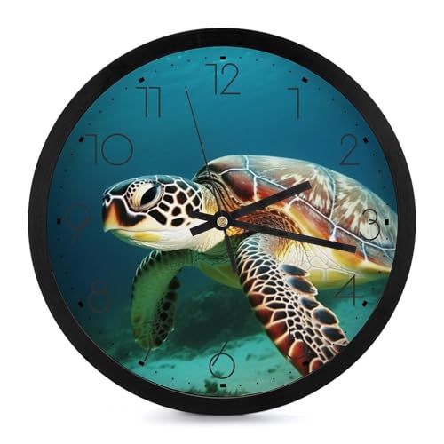 Horloge murale tortue sans tic-tac silencieuse et moderne de 25 cm - 2
