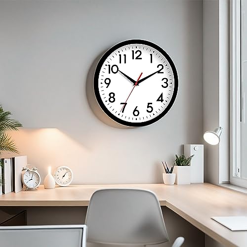 Image of DAXSMY 14 Inch Wall Clock Large Battery Operated Big Silent Non Ticking Analog Clock Decorative for Living Room Office Kitchen Outdoor Classroom Bedroom Bathroom School(Black)