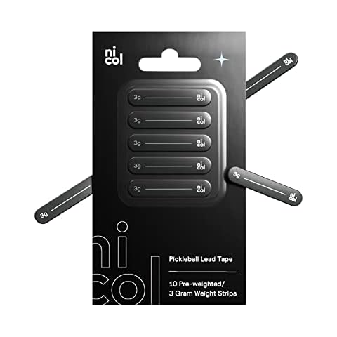 Nicol Pickleball Lead Tape- 10 Double Strength 3M Adhesive Lead Tape - 3g Weighted Lead Tape for Pickleball Paddles - Customize Paddle Weight with Black Adhesive Tape for Increase Control & Power Cover