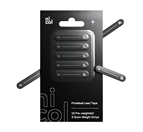 Nicol Pickleball Lead Tape- 10 Double Strength 3M Adhesive Lead Tape - 3g Weighted Tape for Pickleball Paddles - Customize Paddle Weight with Black Adhesive Tape for Increase Control & Power