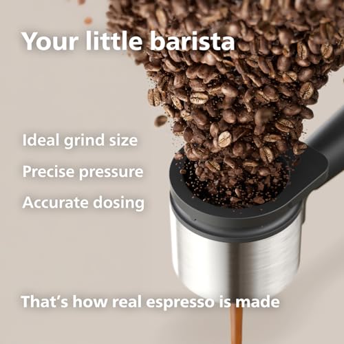 Image of Philips Baristina Espresso Machine, Grind, Tamp & Brew Coffee Beans in One Swipe, Compact, 16 Bar Pump Pressure, Automatic Grinder, Natural White with White Portafilter (BAR300 /00)
