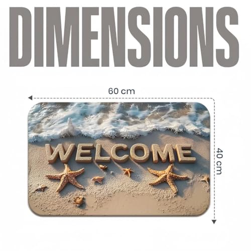 Image of Arviz Welcome Doormat for Home Entrance, 3D Beach Welcome Door Mat, Rubber Water Absorbent Mats for Bathroom Door Mat, Dirt Trapping Entryway Rug for Bathroom, Home, Office