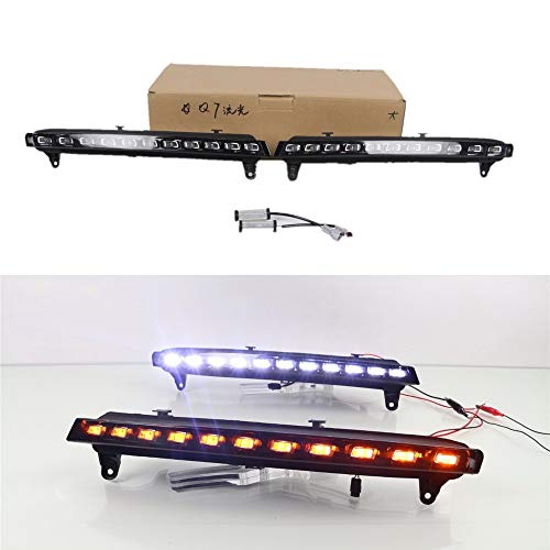 July King LED Scanning Daytime Running Light for Audi Q7 2005-2009, 6000K LED Front Bumper DRL With Streamer Yellow Turn Signals Light