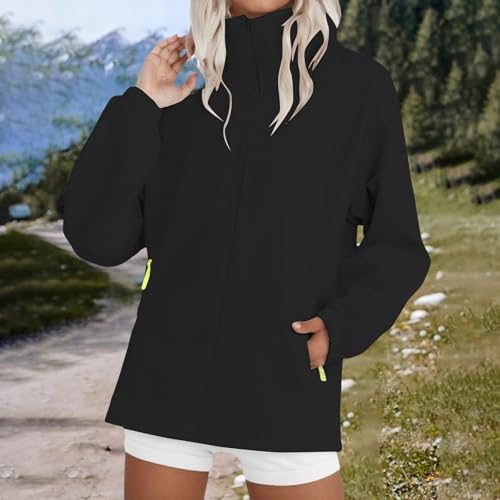 Parka de lluvia para mujer impermeable y ligera con capucha para el viento negro L 3