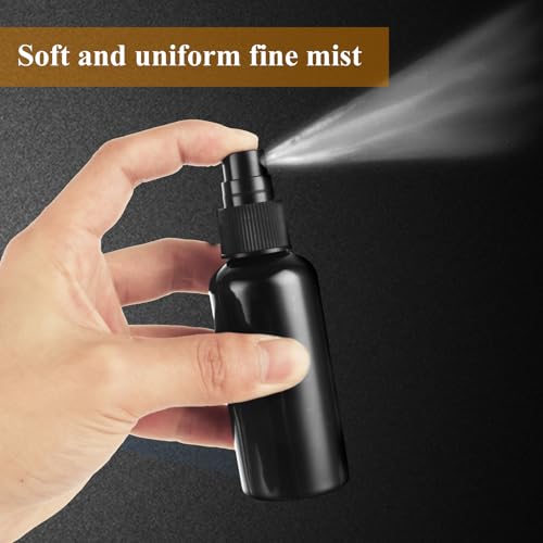 60 Pack 2oz Plastic Spray Bottles Small Empty Fine Mist Spray Bottle Black Bottles for Essential Oils, Bath, Beauty, Hair & Cleaning, Small SprayBottles for Travel, With 5 Funnels4