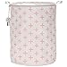 Sea Team 19.7" Large Sized Waterproof Coating Ramie Cotton Fabric Folding Laundry Hamper Bucket Cylindric Burlap Canvas Storage Basket with Stylish Pink Cross Design