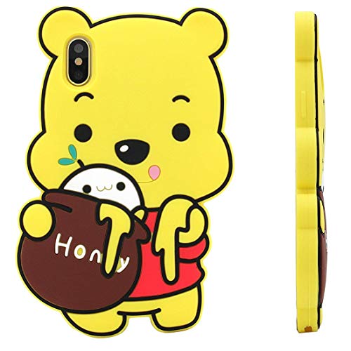 Honey Bear Case for iPhone XR 6.1", 3D Cartoon Animal Pooh Design Cute Soft Silicone Rubber Cover,Kawaii Animated Stylish Fashion Cool Skin for Kids Child Teens Girls Women XR -  FunTeens