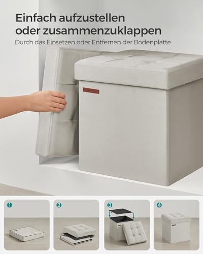 SONGMICS Sitzhocker mit Stauraum, Faltbar, 131 L, Samt – Ansicht 6