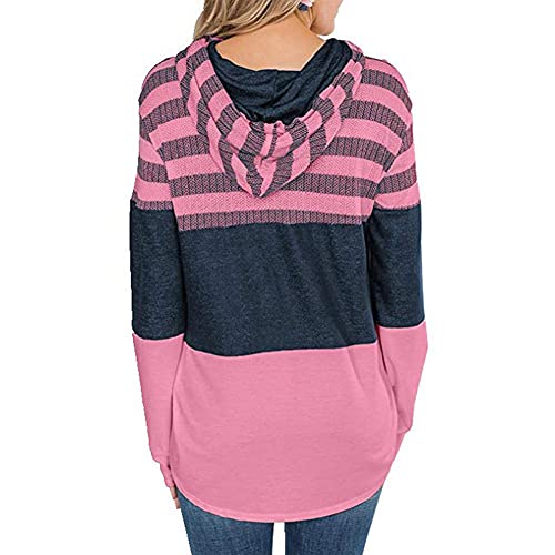 Pull à capuche pour femme rose S contre le froid style décontracté - 3