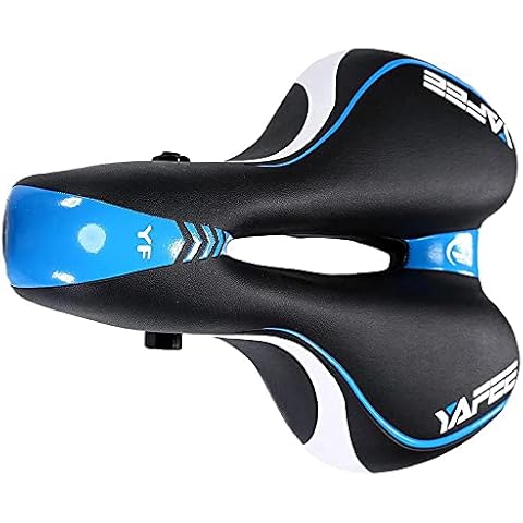 Biking Comfort Bike Saddle, Wide Gel Bicycle Seat, Soft & Breathable Memory Foam Padded Cycle Cushion Saddle Back Elements Blue Cover