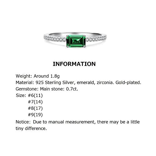 Emerald Cut Gold Plated 925 Sterling Silver Rings for Women, Genuine May Birthstone Gift, Wedding Jewelry Rings for Women2