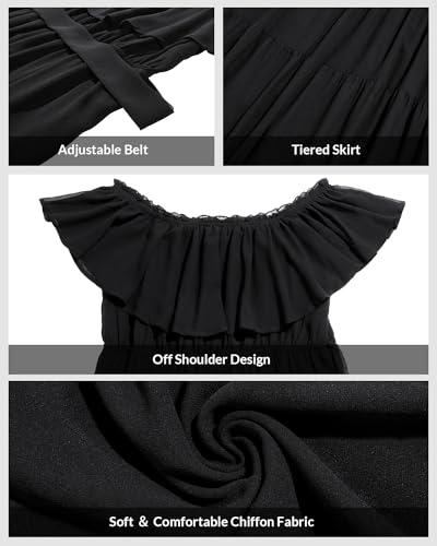 Image of Plus Size Chiffon Off The Shoulder Maxi Long Floral Summer Casual Beach Boho Sundress Women 2024