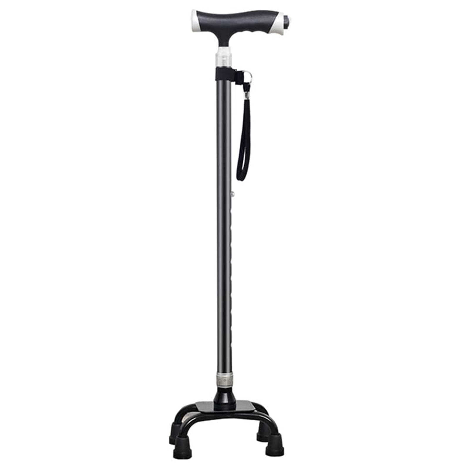 Bastón con luz led, bastón de bastón Ajustable con Hombres y Mujeres, bastón para Viajes portátiles-Plegable Equilibrio Movilidad de Movilidad (Color : Negro)