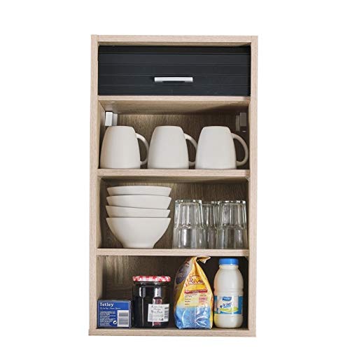 SIMMOB Meuble Cuisine Chêne Rideau Alu Blanc ou Noir 2 Etagères L 40 H 72 P 35 cm - Noir