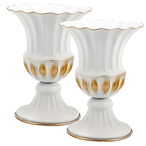 INOOMP 2 Pièces Vase Funeraire pour CimetièRe Vase CimetièRe Exterieur DéCoration De CimetièRe Pot Fleur Haut Centre De Table Fleur Cache Pot sur Pied