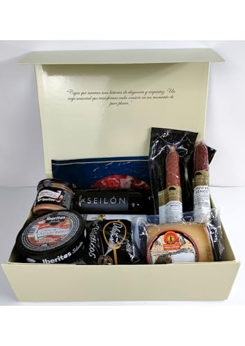 DON GOURMET, Cesta Gourmet para Regalar, Personalizable, Queso curado, jamón ibérico, chorizo ibérico, lote embutidos ibéricos, aceite de oliva, pack ibéricos, Regalo Día de la Madre. (CESTA 1)