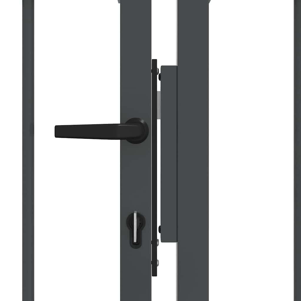 IKAYAA Cancello Doppio con Punte a Lancia Cancelletto Giardino Cancello per Recinzione Cancello Pedonale Privacy con Serratura e Chiavi Ingresso Pedonale in Acciaio-Grigio-305 x 100 cm
