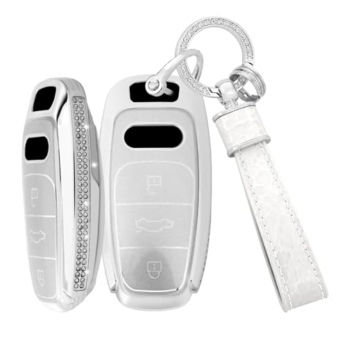 Porte-clés Audi avec coque en TPU blanc brillant, le cadeau idéal pour conductrice passionnée