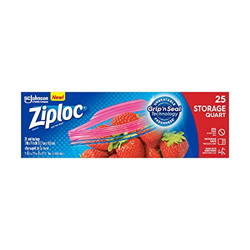 Ziploc Storage Quart Bags 25ct