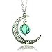 Glowing Moon Necklace Alloy Jewelry Blue Green Color 18 Inches