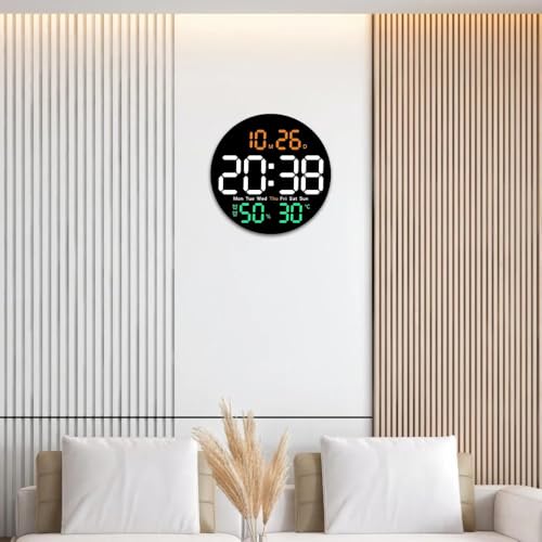 Image of GHANU Large Digital Clock for Classroom, Digital Classroom Clocks for Teachers, 10 inch Round LED Clock with Large Display,Date, Countdown Timer, Remote Control, Temperature, Electric