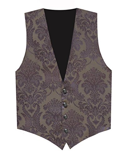 Victorian Vagabond Steampunk Gothic Brocade Men's Vest Bronze Amethyst