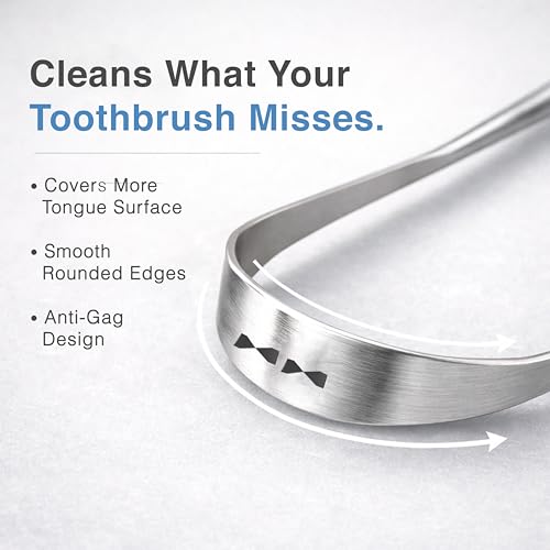 Image of Pink Woolf Stainless Steel Tongue Cleaner for Adults | Premium Tongue Scraper with Unique Identification Mark | Rust-Resistant Oral Care Tool | Pack of 2 with Travel Case