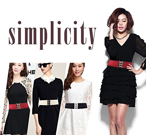 YOU&M Women's Elastic Stretch Wide Waist Belt Eye Buckle for Corset Shirts Dress Outside Girdle/Waistband Plus Size2