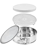3 in 1 Stainless Steel 7' Springform Baking Pan, Baking Sifter Flour Strainer, Steamer Rack For Instant Pot Accessories, 5,6,8 Qt Pressure Cooker. Non-Stick Leakproof Cake Pan. Include 50 Pcs Paper