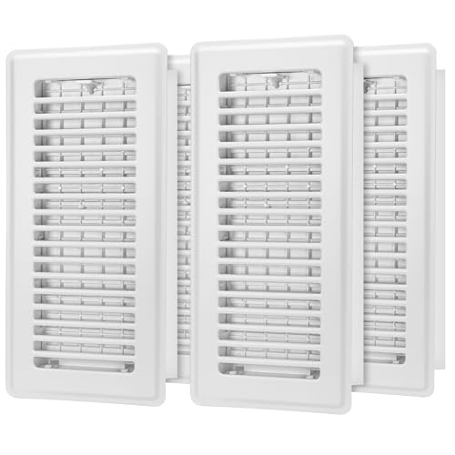 Floor Register 4x10 4 Pack Floor Vent Covers for Home Floor Heavy Duty Steel Panel Walkable Floor Grates Adjustable Air Vent Covers 4 x 10 Floor Vent White
