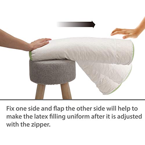 Kingnex Knee/Leg Roll Pillow for Therapeutic Support Back Pain Relief - Adjustable Length/Firmness - Shredded Latex Filling - Removable Bamboo Cover