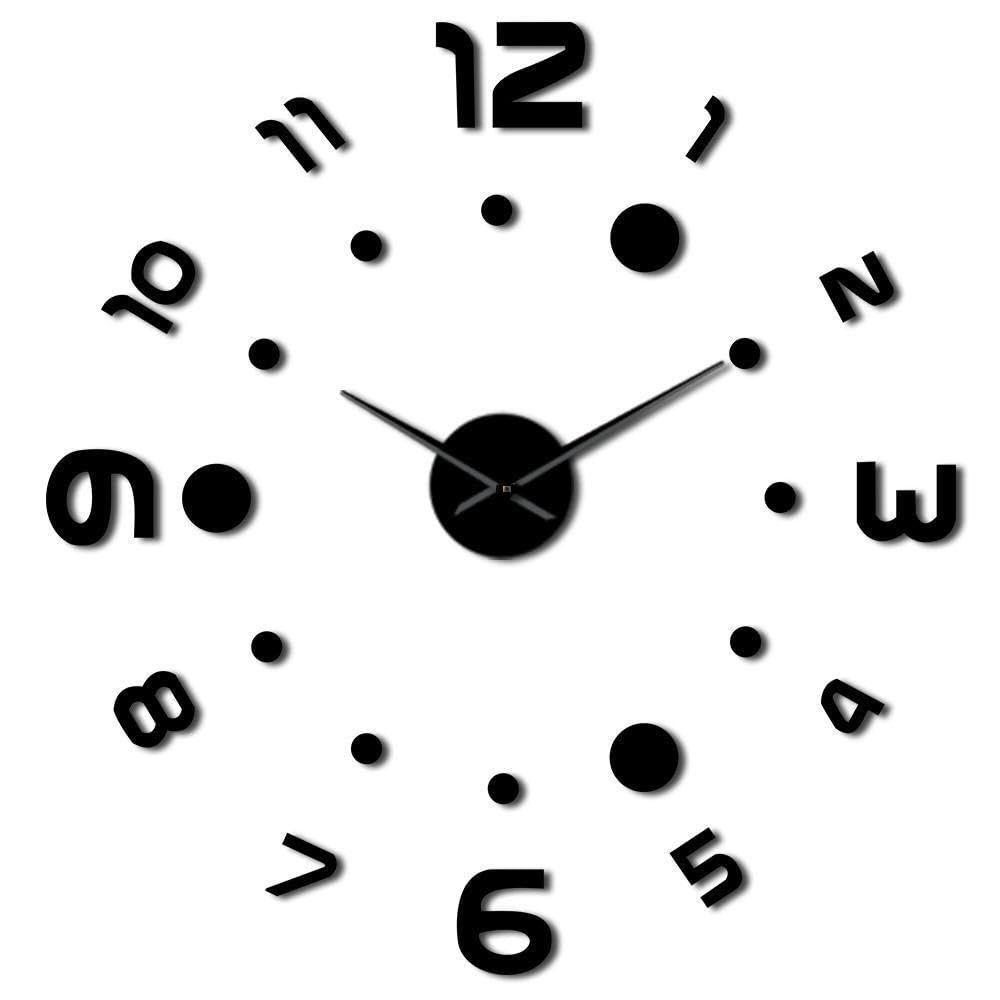 Horloge murale 3D dorée 47 pouces en acrylique moderne sans cadre