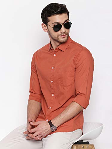 Image of Dennis Lingo Men Cotton Solid Slim Fit Casual Shirts