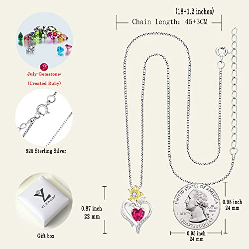 Yl Heart Necklace Sterling Silver Lily Flower Love Pendant 18K White Gold Created Ruby Jewelry For Women #TOP5